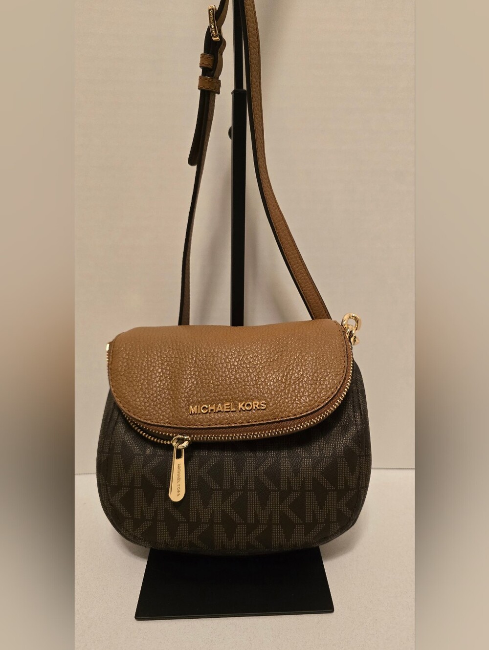 Michael Kors Brown/Tan Bedford Flap Crossbody Bag